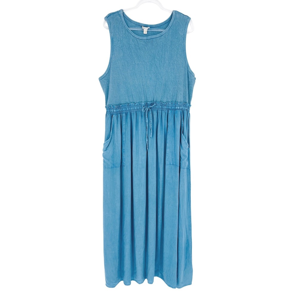 Cato Maxi Dress Womens Plus 22/24 Blue Sleeveless Pockets Casual Summer Denim